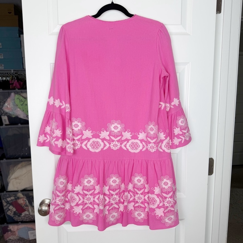 Tyler Boe Holly Embroidered Cotton Skimmer Dress in Cheeky Pink Size S NWT - Picture 7 of 16